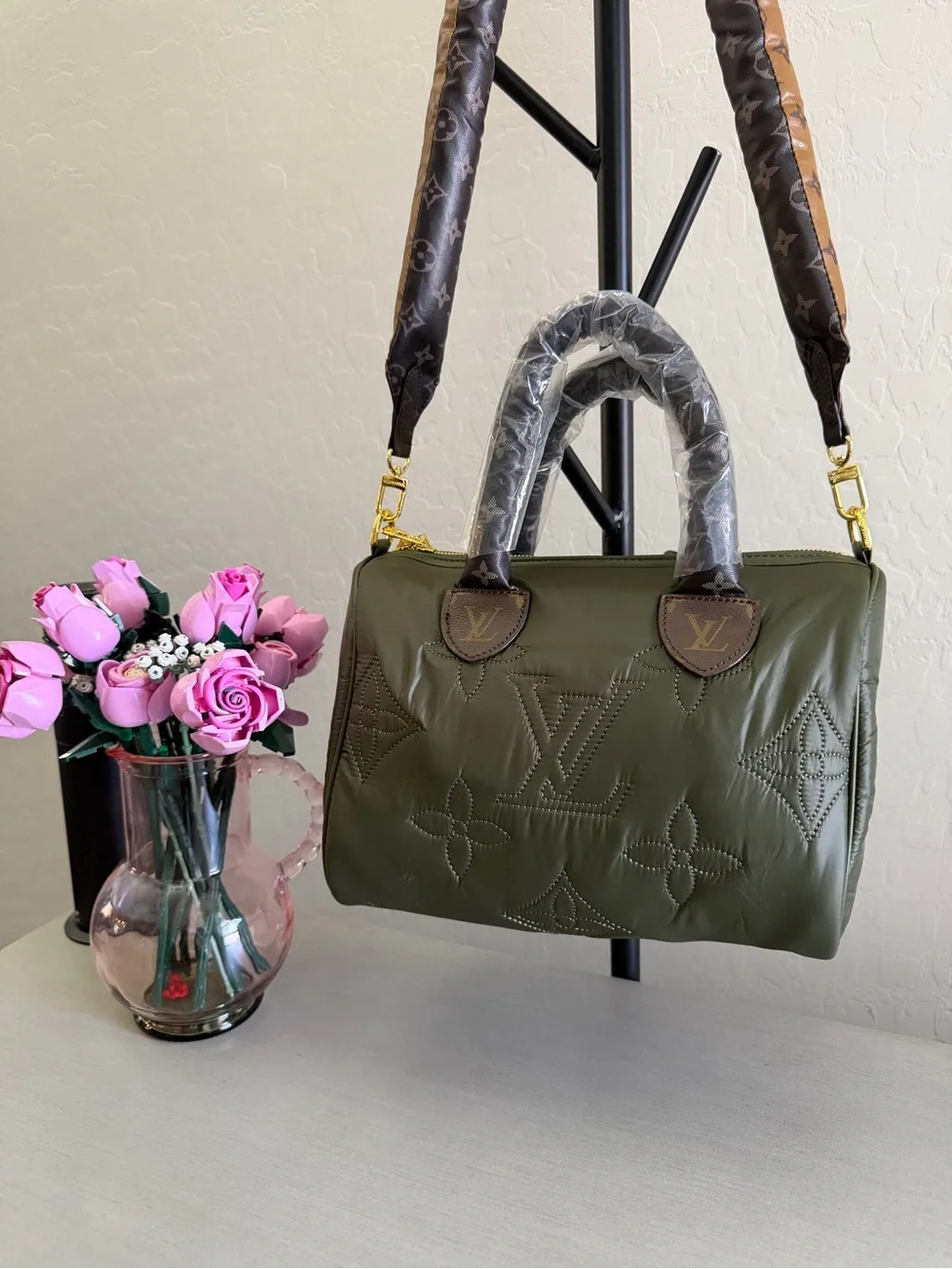 Olive Green Designer-Style Satchel Handbag